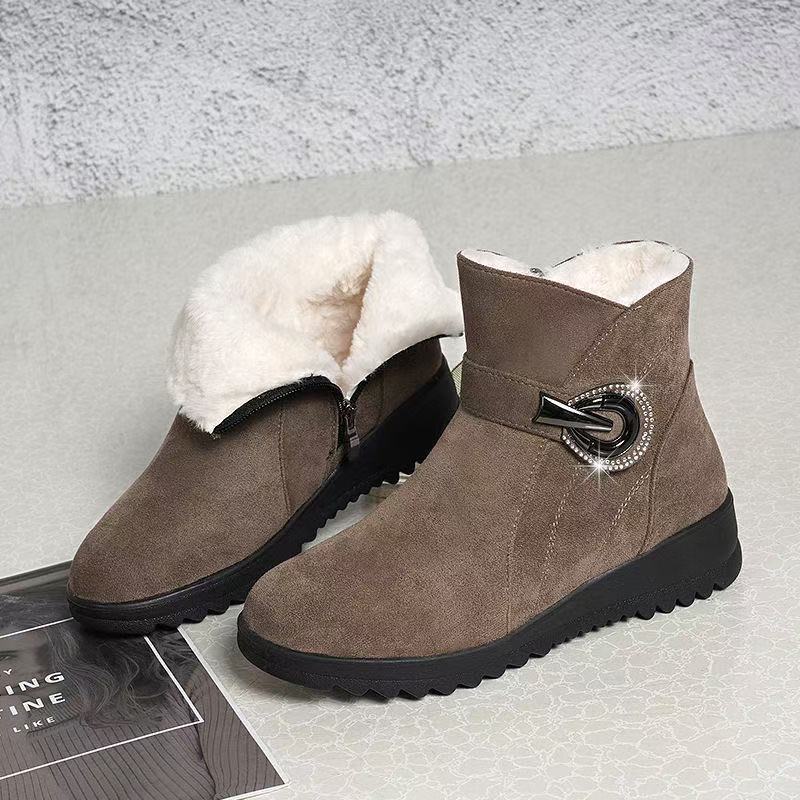 

Женские зимние ботинки на платформе, хлопковые туфли, женские новые матовые короткие ботинки с толстым бархатом, нескользящие, теплые, универсальные хлопковые ботинки 40 хаки