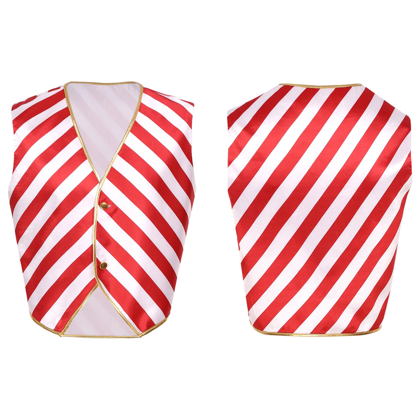 

Мужской цирковой жилет для ролевых игр, костюм конфеты-трости, костюм для тематической вечеринки на Хэллоуин, Рождество, праздничный костюм