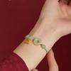 Bracciale consigliato in giada Hetian naturale con fibbia a forma di peace e ciondolo a capsula di loto, braccialetto con cordino rosso per donna, nuovo gioiello intrecciato in stile cinese