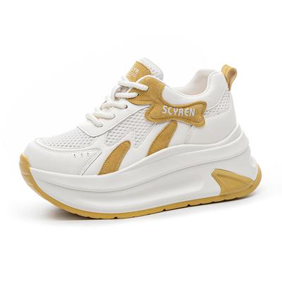 GKTINOO Mesh Schuhe mit Höhenerhöhung Damen 2025 Sommer Neue Lässige Dicksohlige Microfaser Chunky Sneaker Plateau Keilschuhe