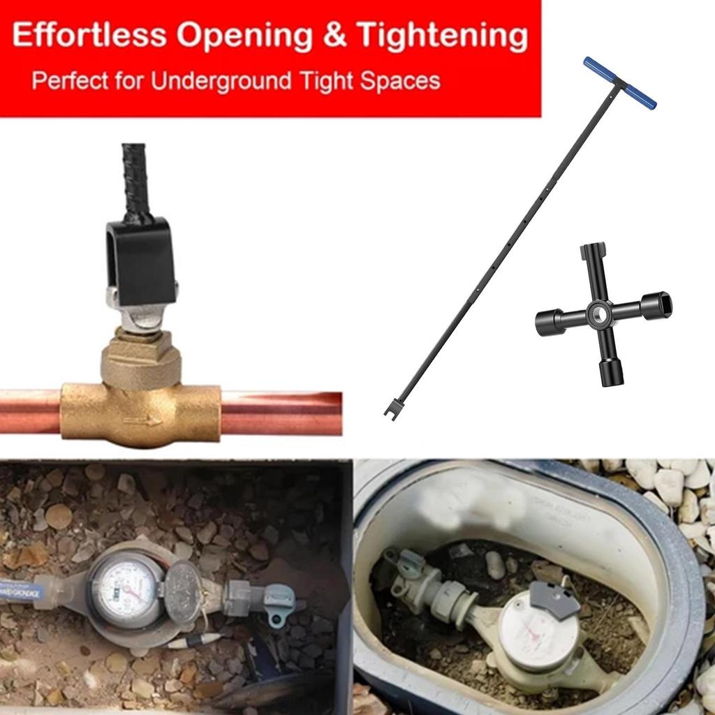 Water Meter Key T-Shaped Anti-Slip Valve Wrench Garden Valve Spanner For Plumbing Irrigation Outdoor Backyard Garden Lawn