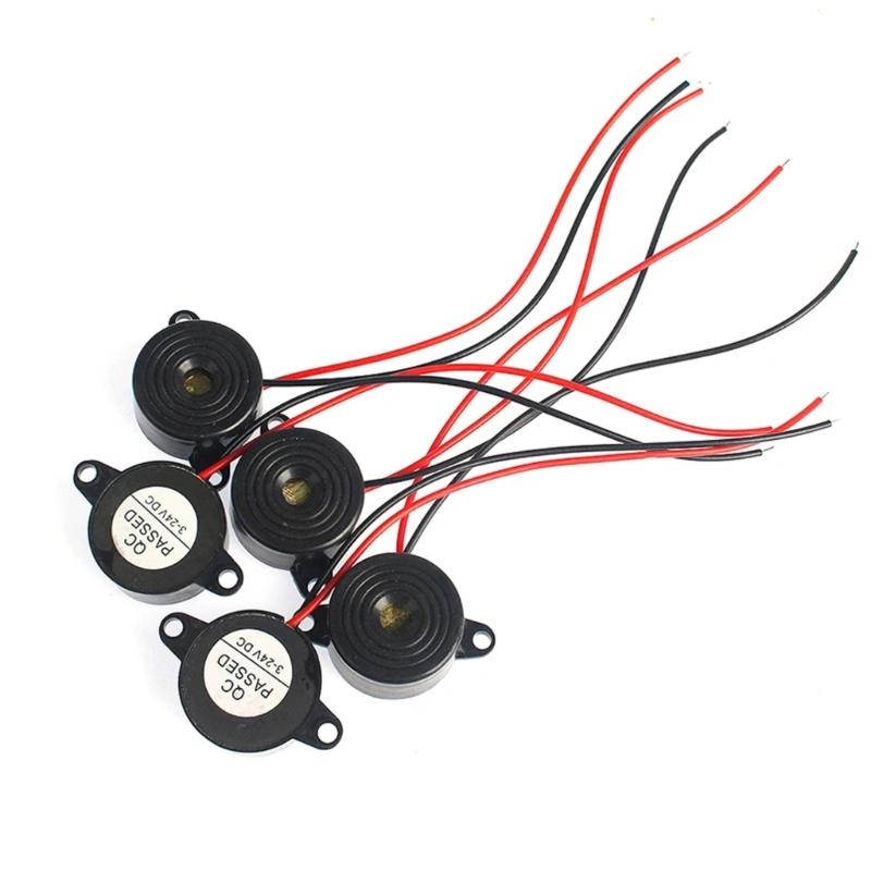 5PCS Active Piezoelectric Buzzers 2kHz±500Hz Frequency 3-24V Wide Voltage Range Suitable for Car Electronics and Alarms