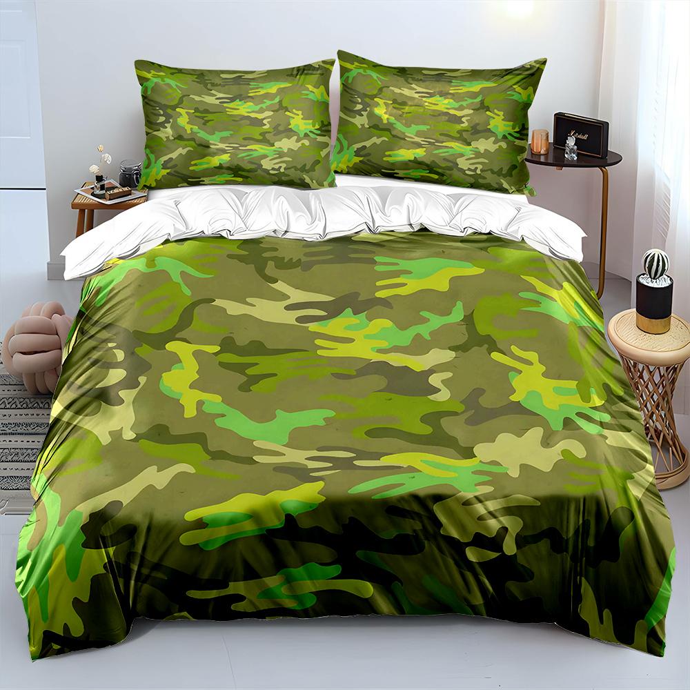 Stampa Motivo Mimetico Stile Foresta Morbido Confortevole Copripiumino Set Biancheria da Letto Incluso 1*Copripiumino 2*Federe