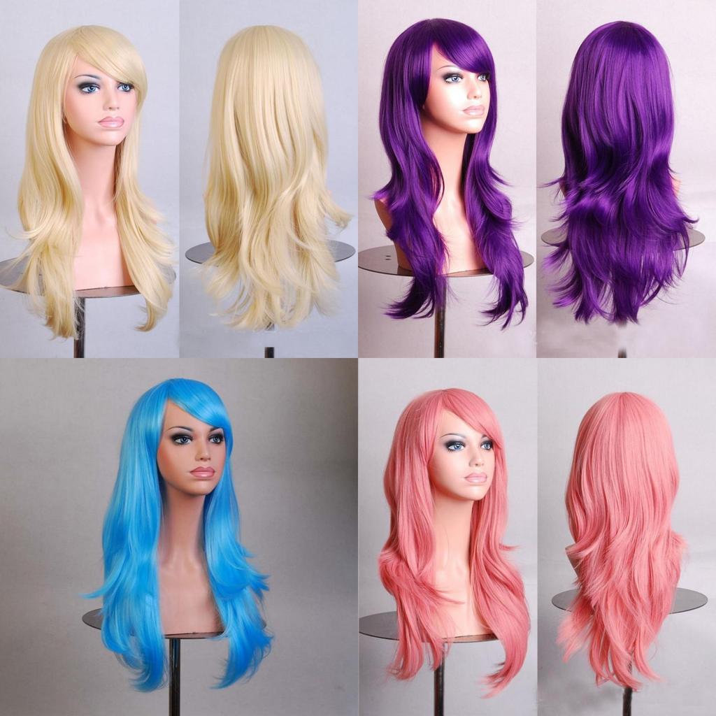 Cross Border Anime Cosplay Wavy Wig With Heat Resistant Fiber For Women