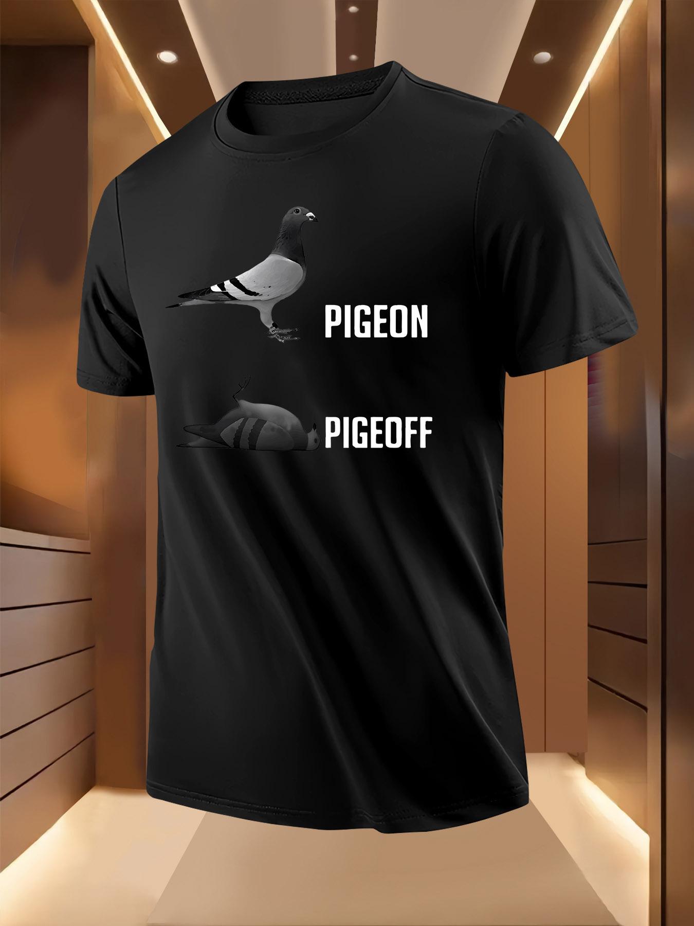 Patterned Tshirt with Pigeon and Dove Print M