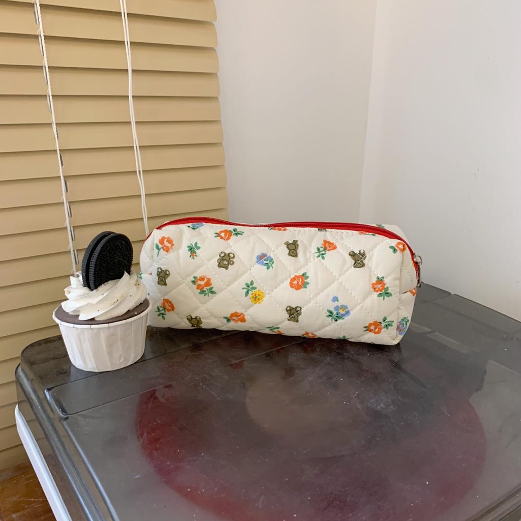 Kawaii Floral Travel Cosmetic Lipstick Coin Purse Storage Bag Cute Makeup Handbags Women Wallet Pencil Case Organizer Pouch Bags