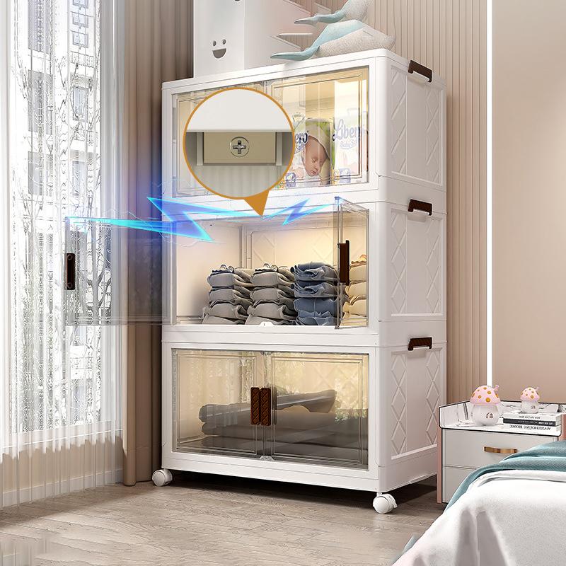 Multifunktionaler faltbarer Lagerschrank Kunststoff-Lagerschrank Installationsfreier Schrank für das Wohnzimmer zu Hause Kleinigkeiten Schrank für Kinder