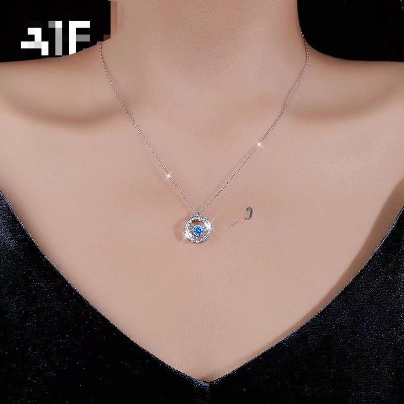 Collier Cœur Battant Plume Vous Accompagne pour Femmes Design de Niche Luxe Léger Chaîne Clavicule Pierre de Lune