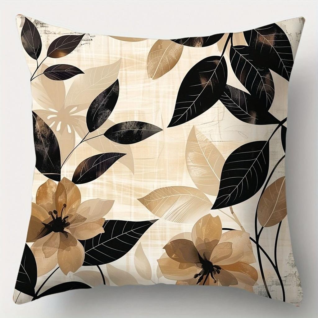Floral Leaf Patterned Pillow Covers for Home ,Sofa Bedroom Cushion Cover, Single-sided Printing, Without Pillow Core