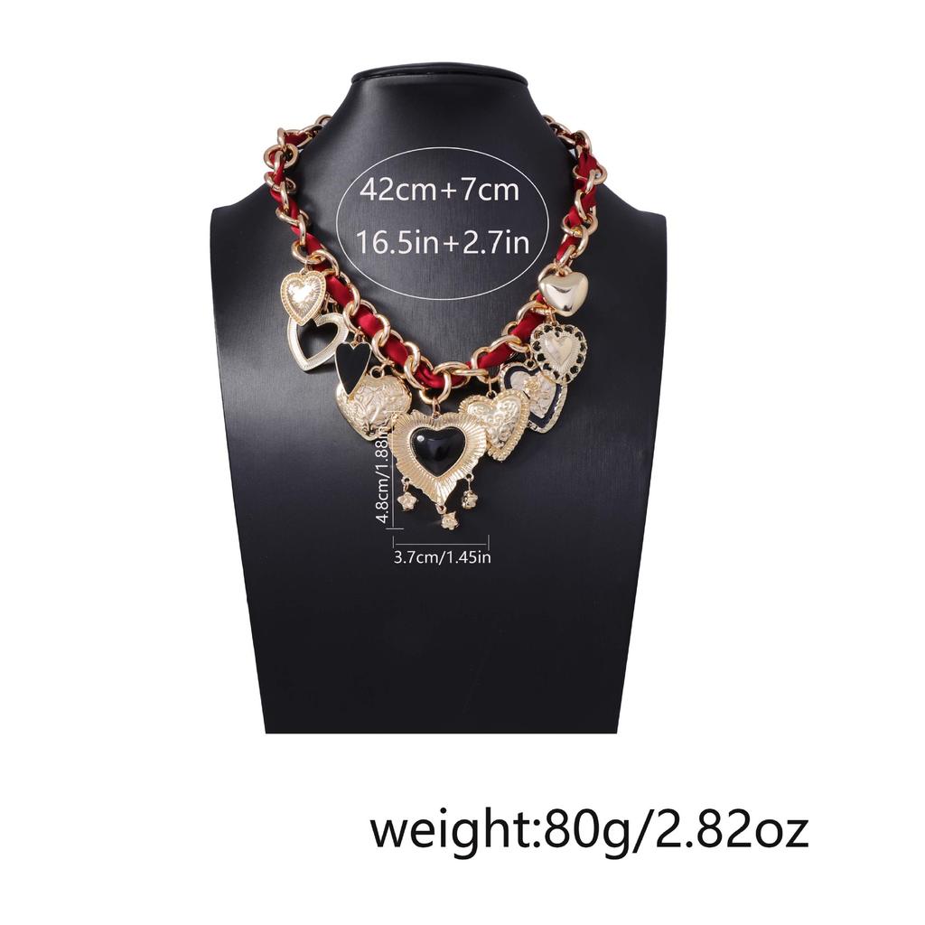Unique Personality and Creative Design Sense Chain Braided Rope Winding Alloy Pendant Love Necklace Casual Versatile