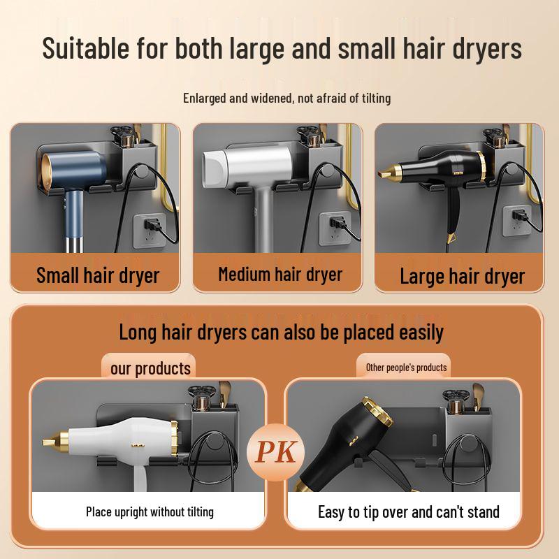 Wandmontierter Haartrockner-Organizer ohne Bohren - Hochbelastbares Badezimmerregal