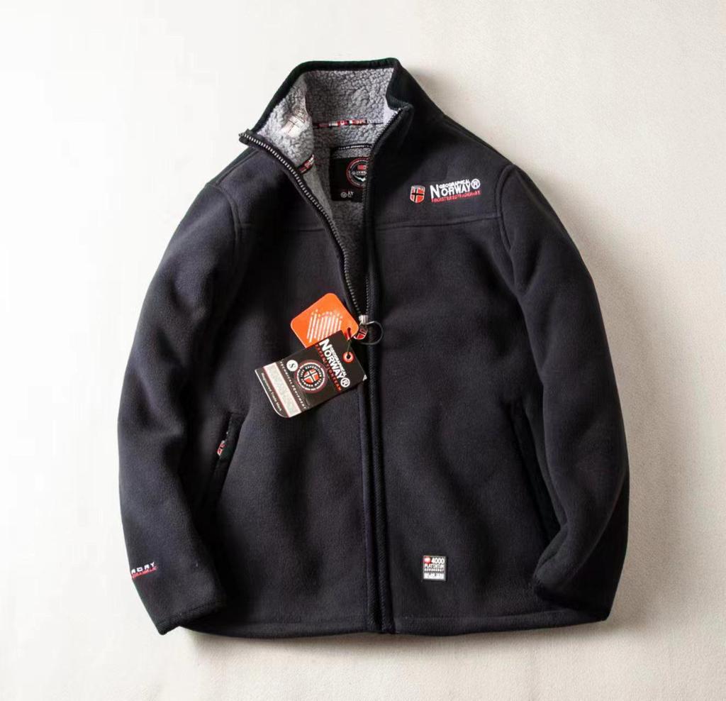 Men's Winter Windproof Fleece-Lined Jacket - Stand Collar, Lamb's Wool, Solid Color, Casual Style