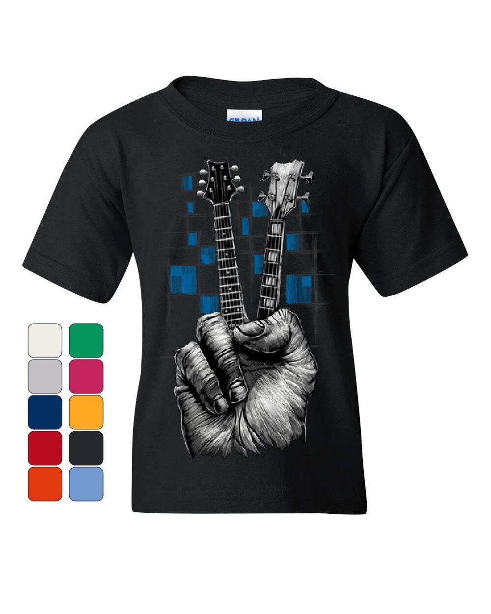 Don t Fret Guitar Youth kids boys T-Shirt Rock & Roll Musician Peace Sign Music Kids Tee 120