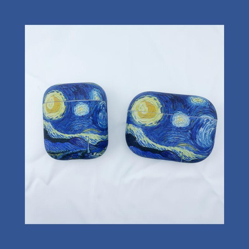 

INS Стильный Креативный Чехол для Наушников AirPods Pro2 с Масляной Живописью, Подходит для Apple Bluetooth 3-го Поколения, Силиконовый Защитный Чехол, Мода Airpods pro Van Gogh Starry Sky [frosted feel]]