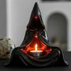Mystic Wizard Candle Holder Ceramic Hooded Figurine Tea Light Holder Gothic Witchcraft Meditation Home Decor Ornament