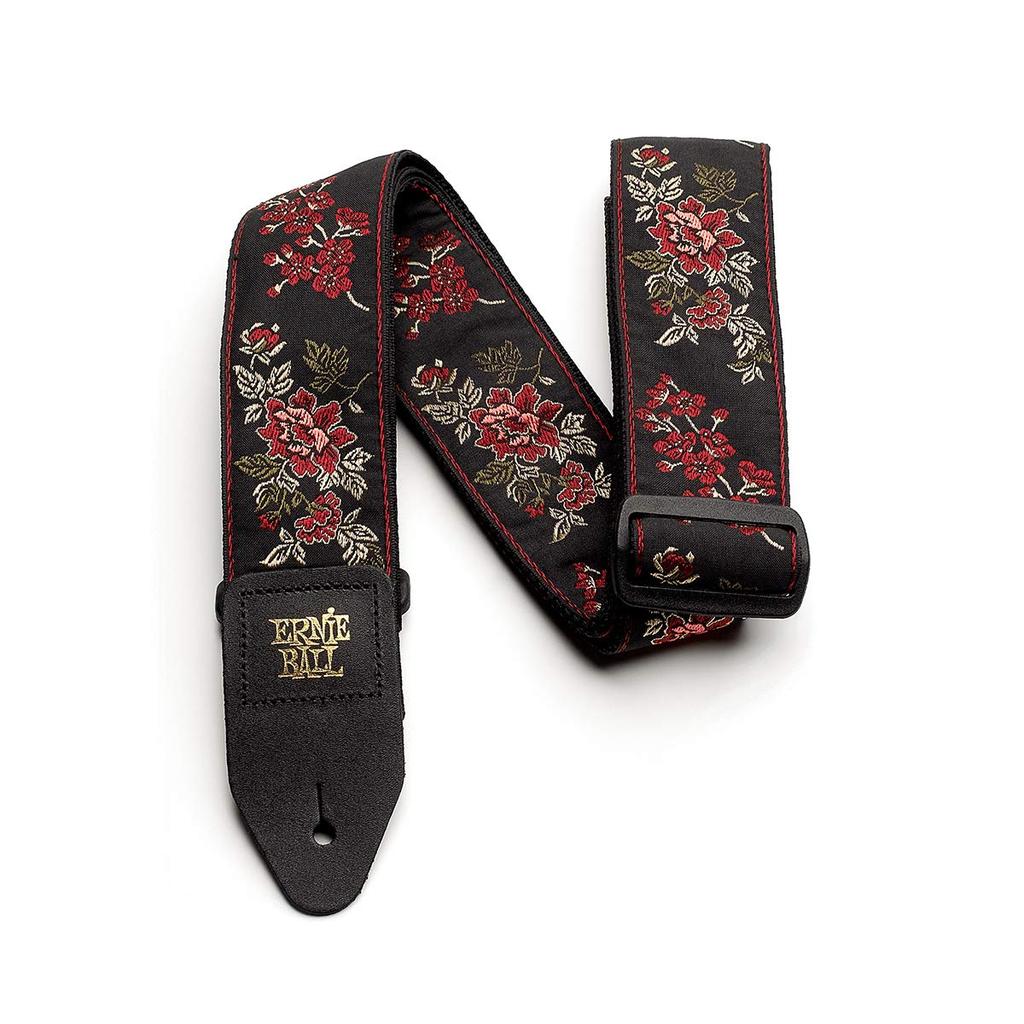 [ERNIE BALL] [Authentic] 4142 Guitar Strap Jacquard Strap Red Rose