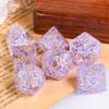 Cusdie Glass DND Dice Set 7-Die Handmade Shattered Glass D4-D20 Polyhedral Dice with Leather Box for Tabletop RPG Collection