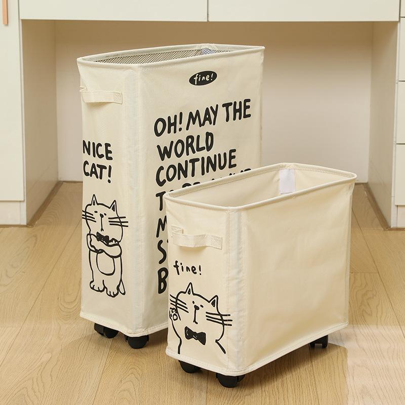 1pc Oxford Cloth Storage Basket Large-capacity Foldable Yoga Mat Fitness Equipment Storage Box Slit Storage Basket With Casters