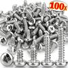 100/10pcs Round Head Self-Tapping Screw Phillips Recessed Truss Head Screws Stainless Steel Mushroom Screw Woodworking Fasteners