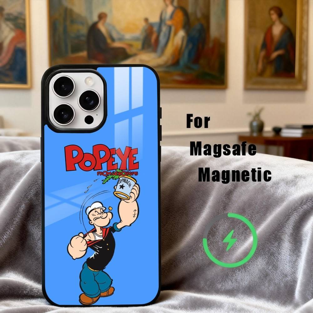 C-Cartoon C-Character P-Popeye-E  Phone Case For iPhone17,16,15,14,13,12,11 Plus,For Magnetic Wireless Charge Cover
