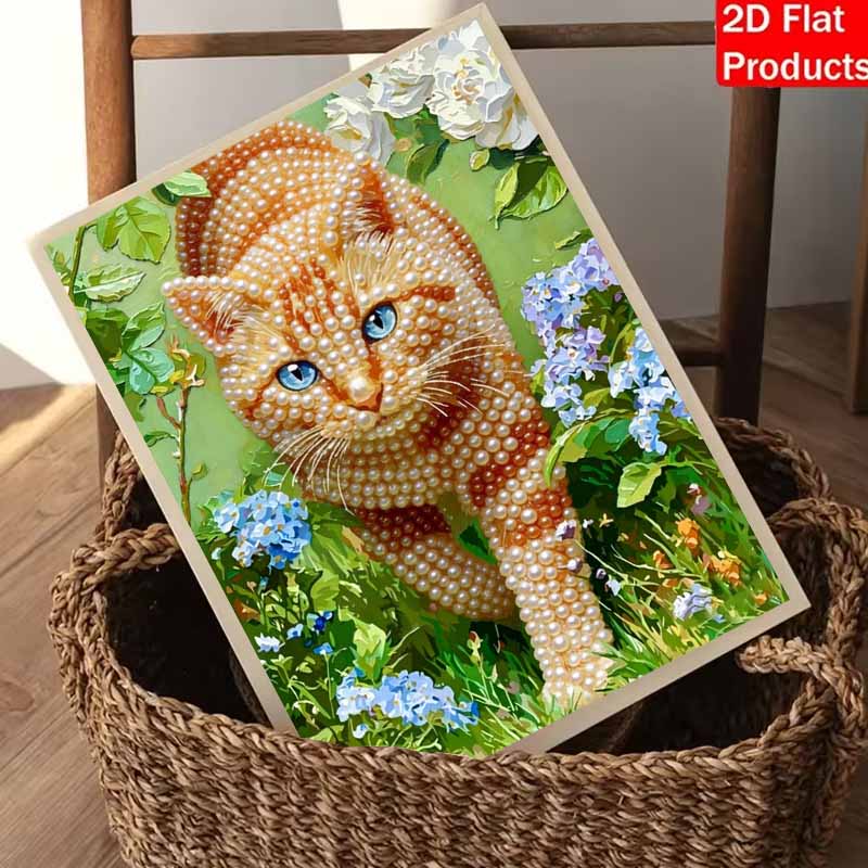 Cat Pearl Painting Handmade DIY 5D Creative Ornaments Living Room Home Decoration Painting