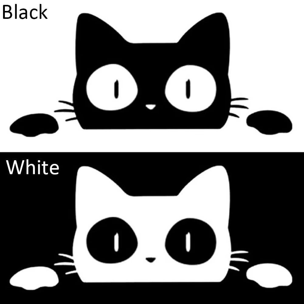 10pcs Waterproof Funny Kitty Decals Black White Car Styling Cover  Electric Motorcycle Stickers