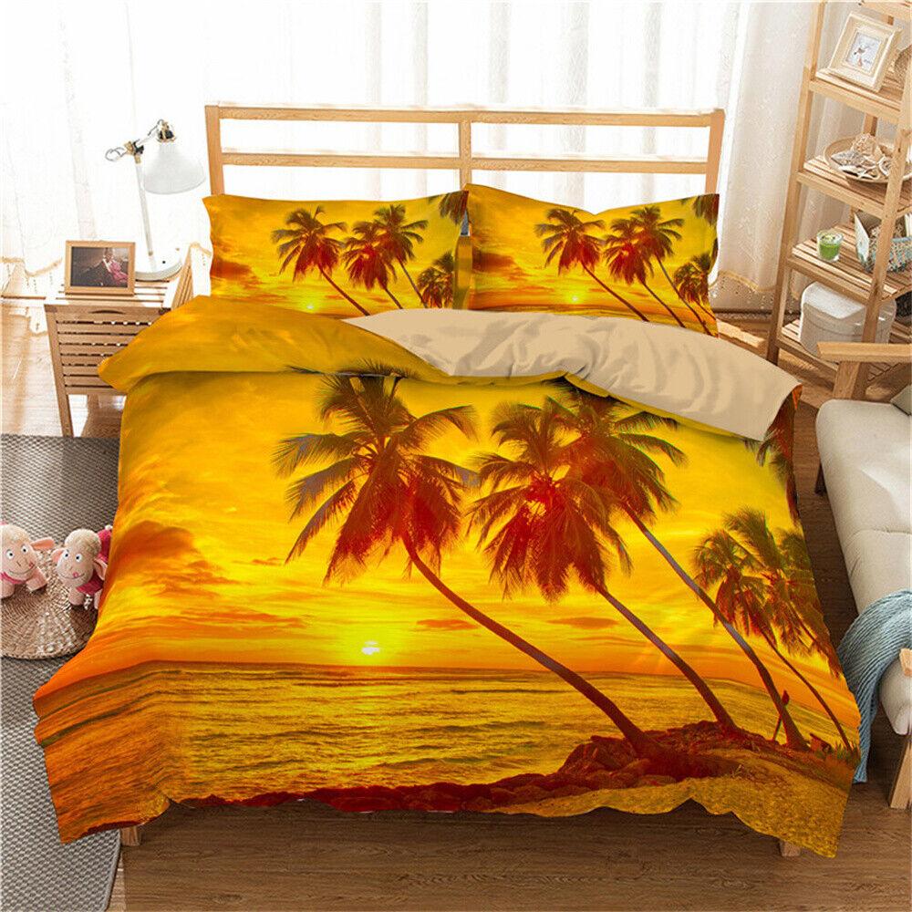 Coconut Tree Doona Duvet Cover Set Single Double Queen King Bedding Quilt Cover