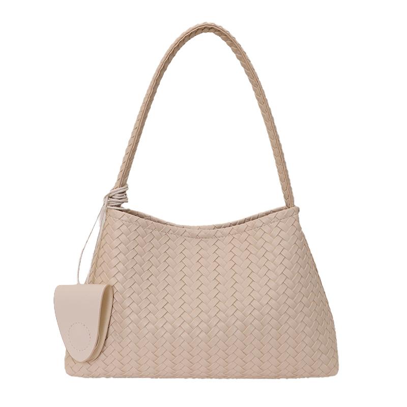 Woven Texture Shoulder Bag with Braided Handle Elegant Design for Daily and Casual Wear