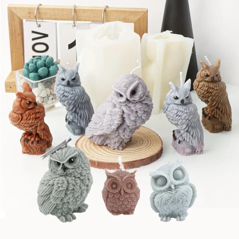 Top Quality 3D Owl Shape Candle Silicone Molds, Resin Aromatherapy Candles, Handmade Wax Soap, Home Decor Craft