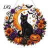 Schwarze Katze Halloween Dekoration Mond Strassstein Malset, Facettierter Kunstkristall Hängende Dekoration, Diamond Art Projekte für Erwachsene DIY Bastel Fensterdekoration für