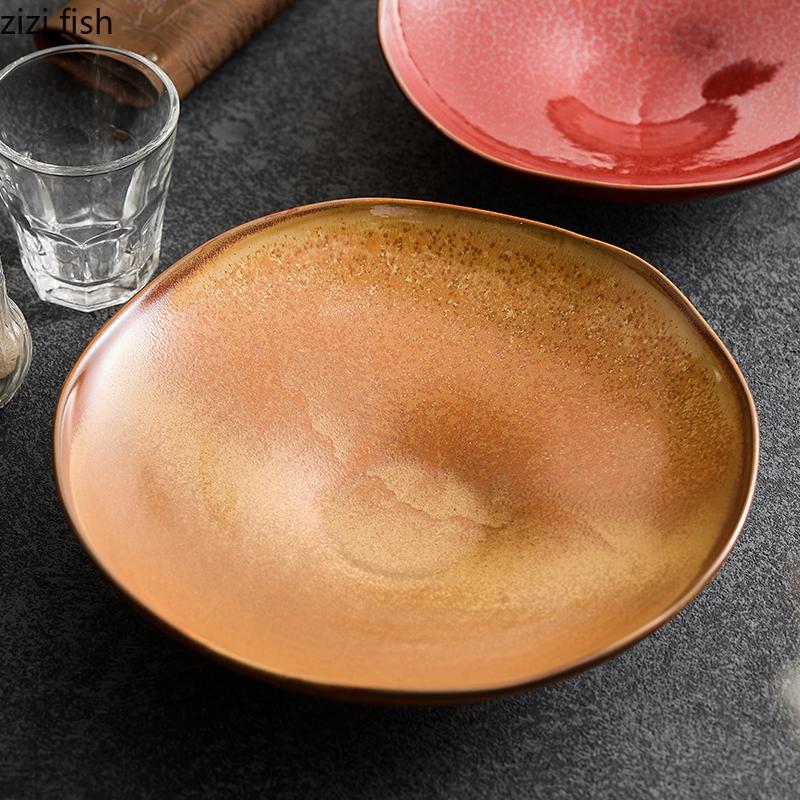 Irregular Ceramics Dining Plate Fruit Plate Salad Bowl Sushi Plates Western Steak Plates Sting Disc Dim Sum Dish Dessert Bowl