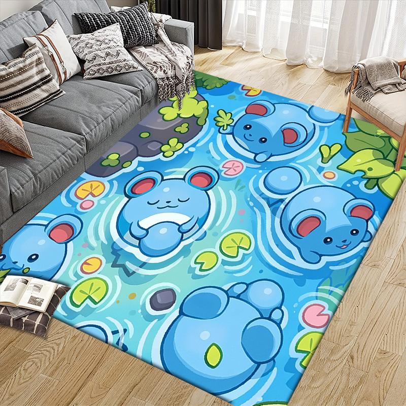 Squirtle and Marill  Pattern Square Carpet,Area Rug,Carpet Rug for Living Room Bedroom Sofa Playroom Decor,Non-slip Floor Mat 60cmx90cm