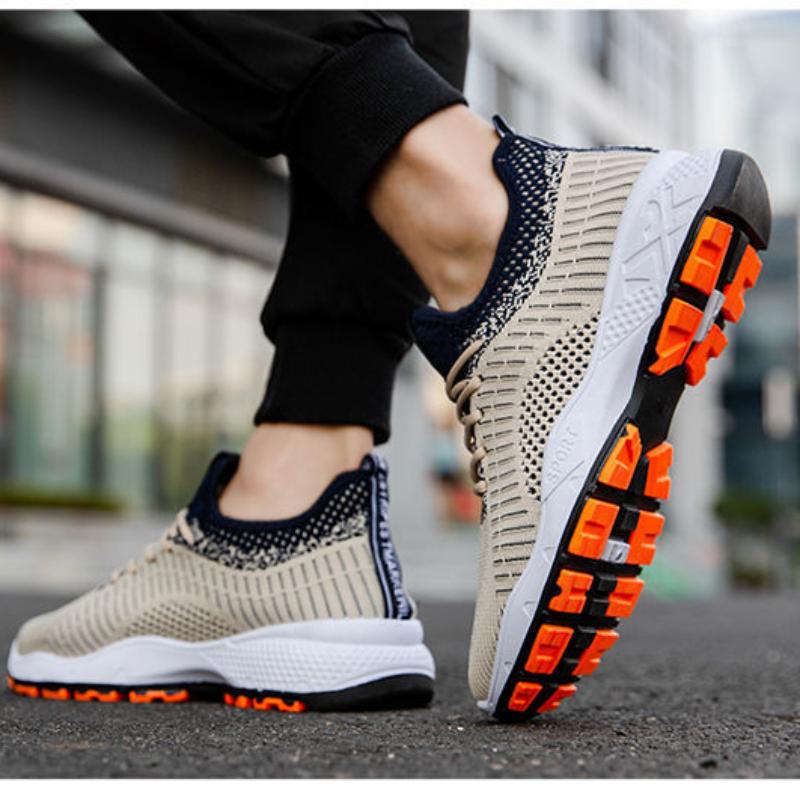 Men's Sports  Shoes  Spring Korean Fashion Casual Shoes  Mesh Flying Woven Sports Running Shoes