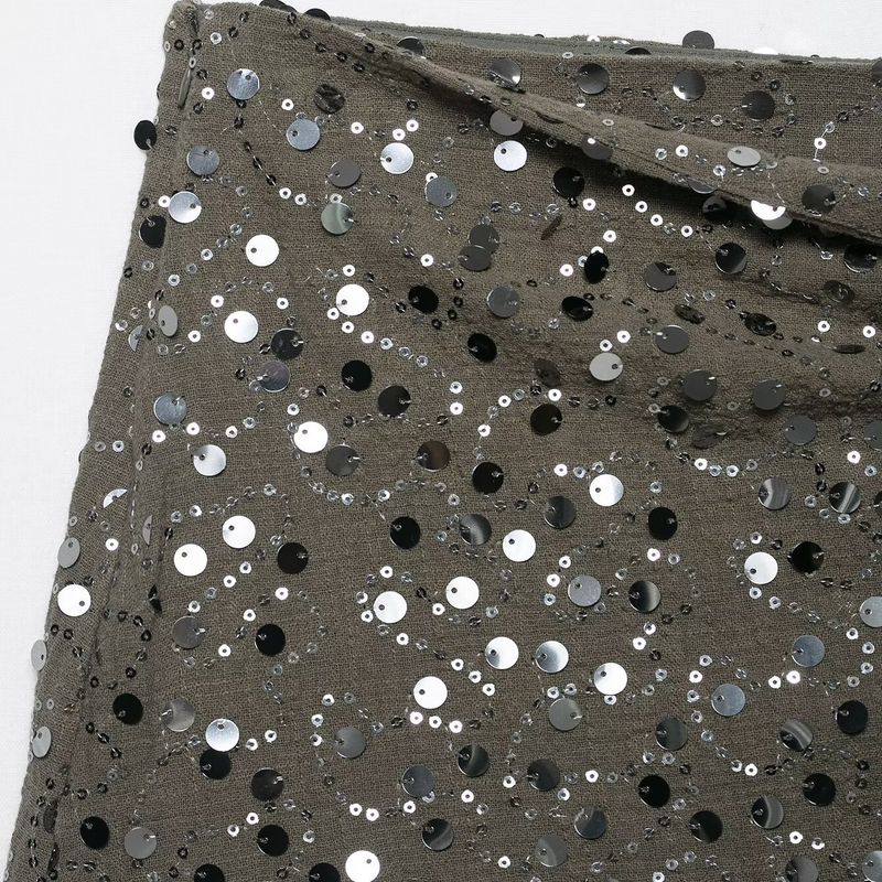 Kaslead New Women Clothes Western Style Fashion Simple Beads Decoration Double Placket Mini Skirt 7969226