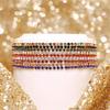 9 Pieces Multicolor Zirconia Elastic Bracelet Set Fashionable Stretch Rhinestones Handchain Jewelry for Women Girls