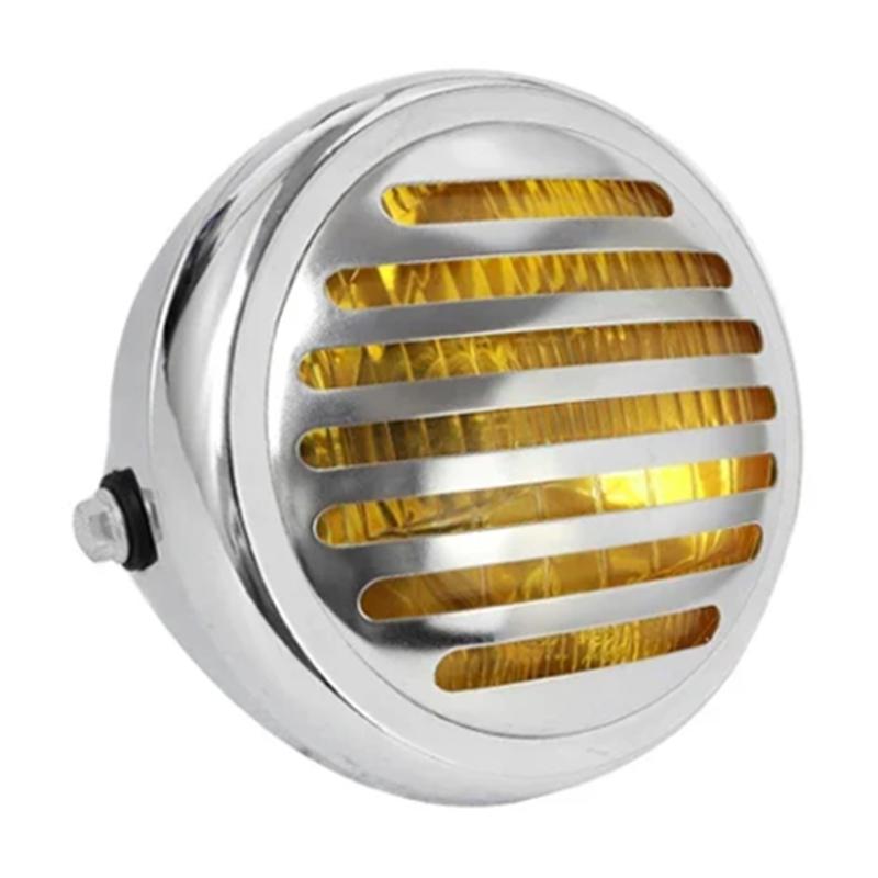 For Honda Gn125/Cg125 Modified Retro Universal Motorcycle 12V Black Shell Front Retro Round Headlight-A87Q