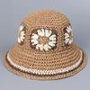 Summer face covering small sunscreen bucket hat woven flower straw hat bucket hat women's versatile sun hat