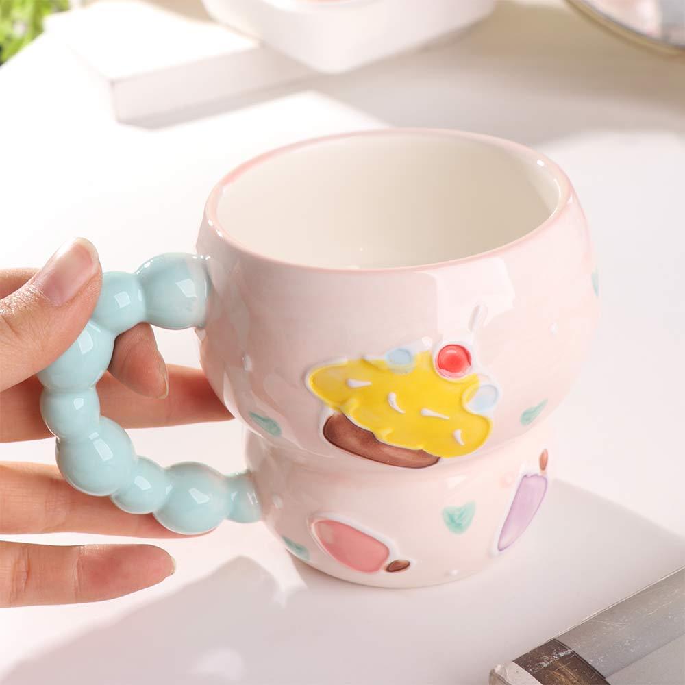 Hand Painted Ceramic Breakfast Cup Gourd Shape Coffee Mug Creative Oat Bowl Mug  Holiday Gift
