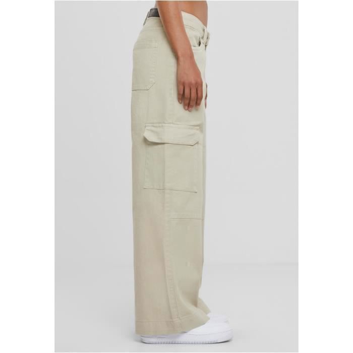 Jeans Cargo Femme - Urban Classics - Blanc Cassé - Denim Robuste - Poches Cargo - Taille Standard