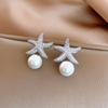 Crystal Korean Style Earrings Ocean Style Starfish Starfish Ear Studs  Ladies