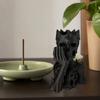 Yousheng 3D Printed Melting Skeleton Statue, Matte Black Gothic Skull Holding Chin Figurine, Dark Style Sculpture for Home Decor Desktop Ornament