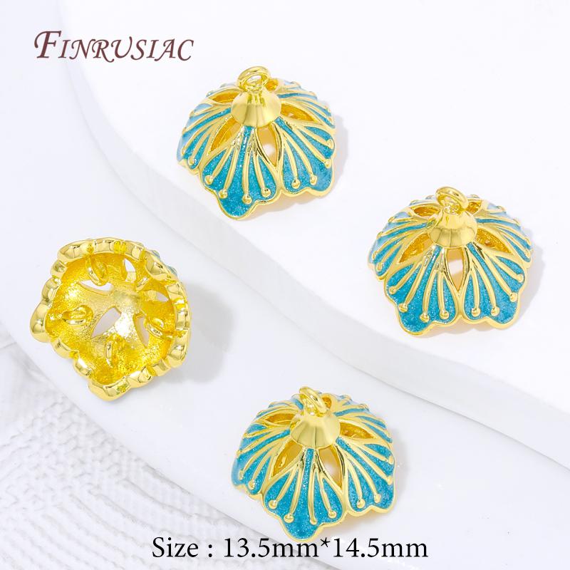 

1/3/5Pcs 18K Gold Plated Enamel Flower Bead Caps DIY Jewelry Findings For Bracelets Necklaces Tassel Earrings Making 1 piece