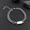 Stainless Steel Geometric Cube Necklace & Bracelet Set - Unisex Titanium Clavicle Chain