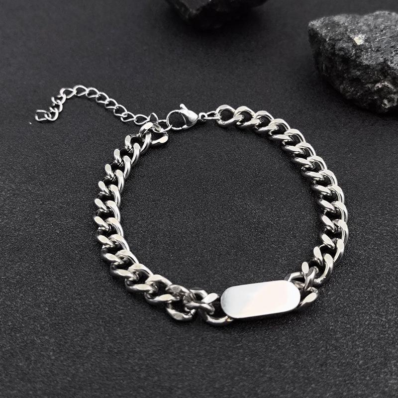 Stainless Steel Geometric Cube Necklace & Bracelet Set - Unisex Titanium Clavicle Chain