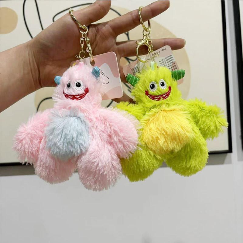 Soft Fluffy Yeti Plush Keychain Kawaii Monster Toy Figure For Backpack Charm
