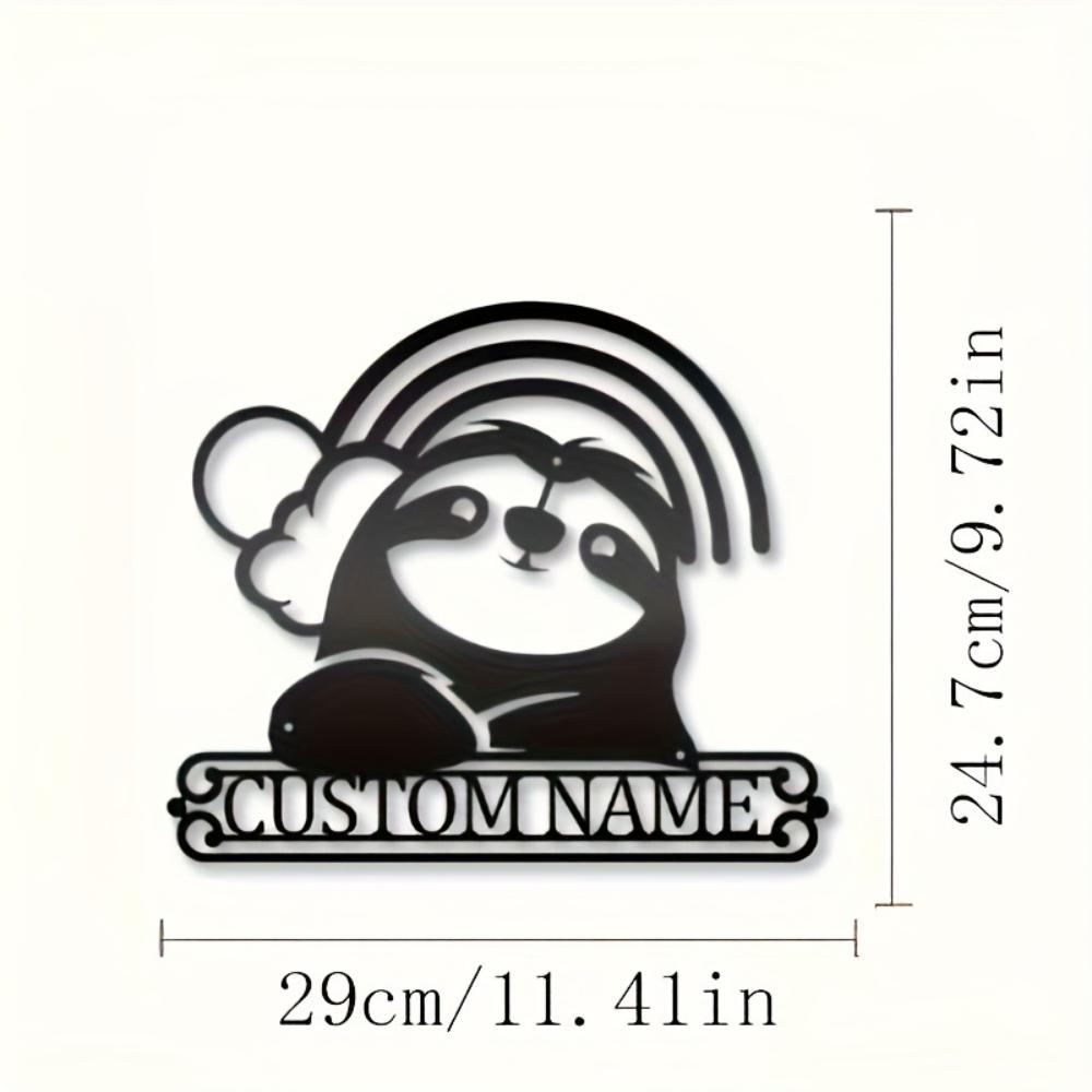Custom Sloth Metal Wall Art Black Modern Decor Indoor Outdoor Gift