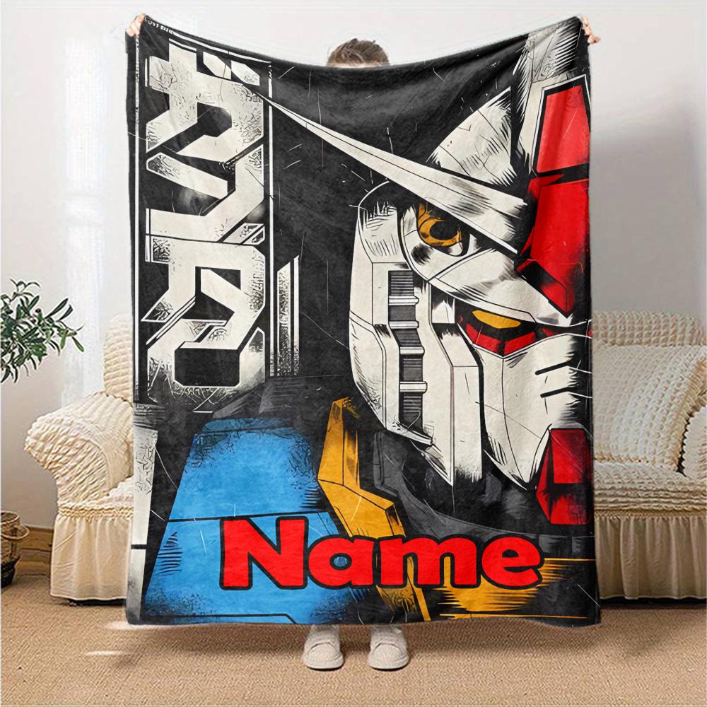 Customiz Name Personality Gundam Blanket Soft &Warm Sofa Office Bed Travel Lunch Break Blanket, Gift Suitable All Seasons