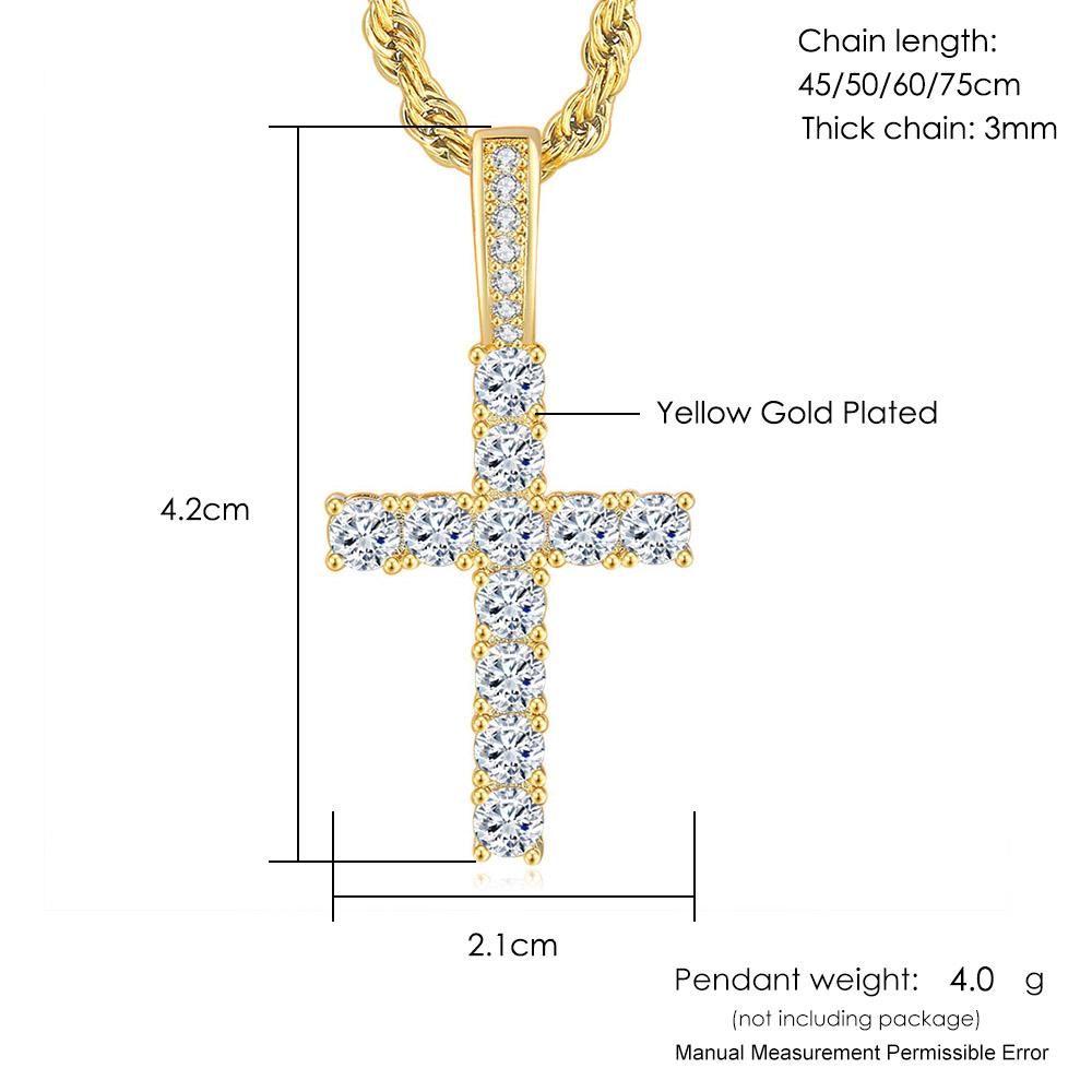Hiphop Cross Pendant Necklace For Women Jewelry Female Statement Men Iced Out Chain Gold Color Homme Jewellery HP003