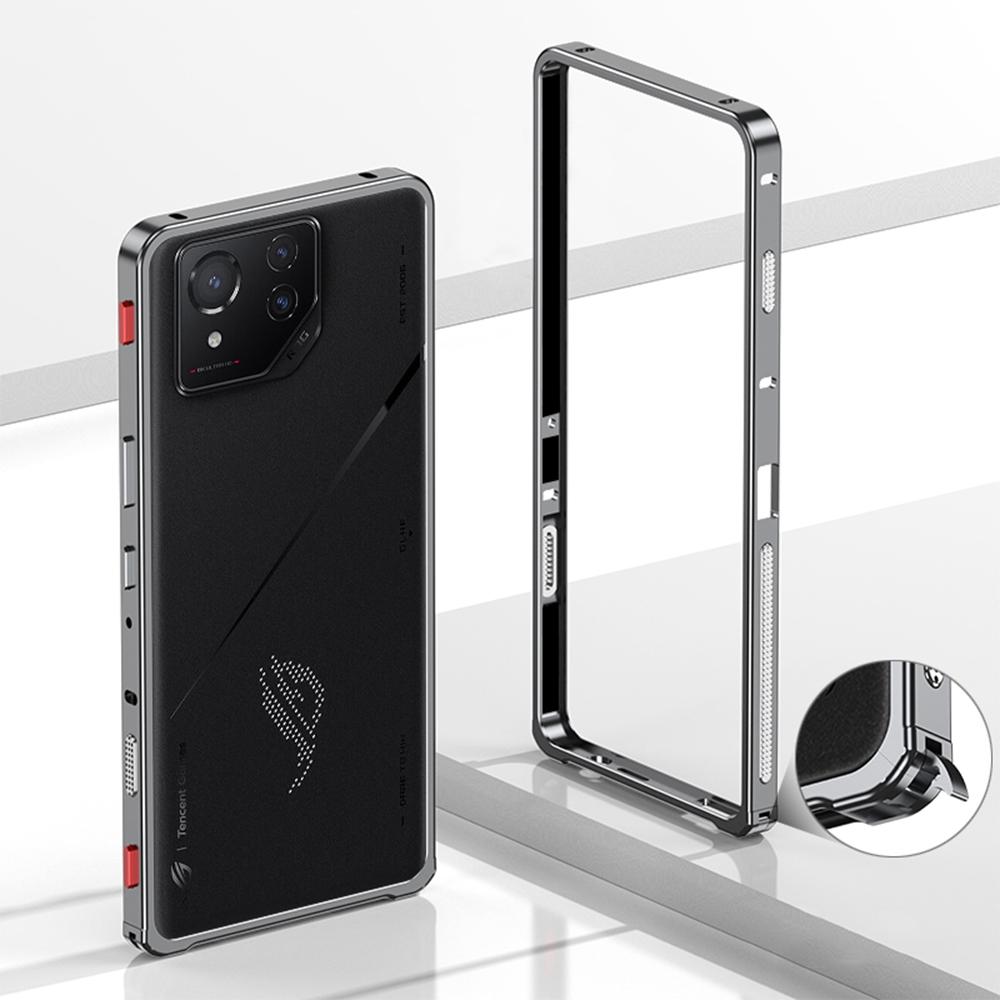 För Asus ROG Phone 8 Pro 5G/Phone 8 5G Stötfångarfodral Metallram Värmeavledningsskydd med Kameralinsskydd