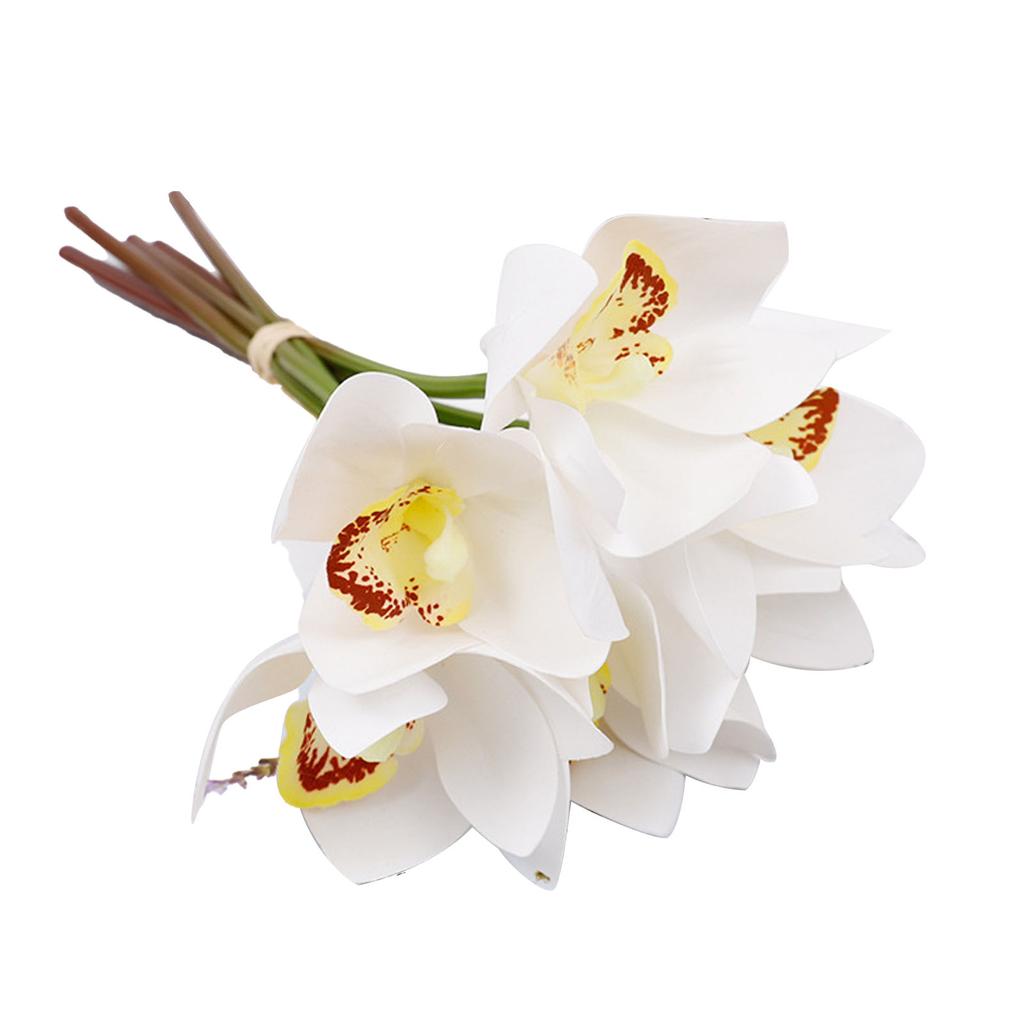 6 ks Dekorácia z umelých orchideí 3D tlačené hodvábne kvety Kovový drôtený stonok Orchidea Kvetinové dekorácie pre